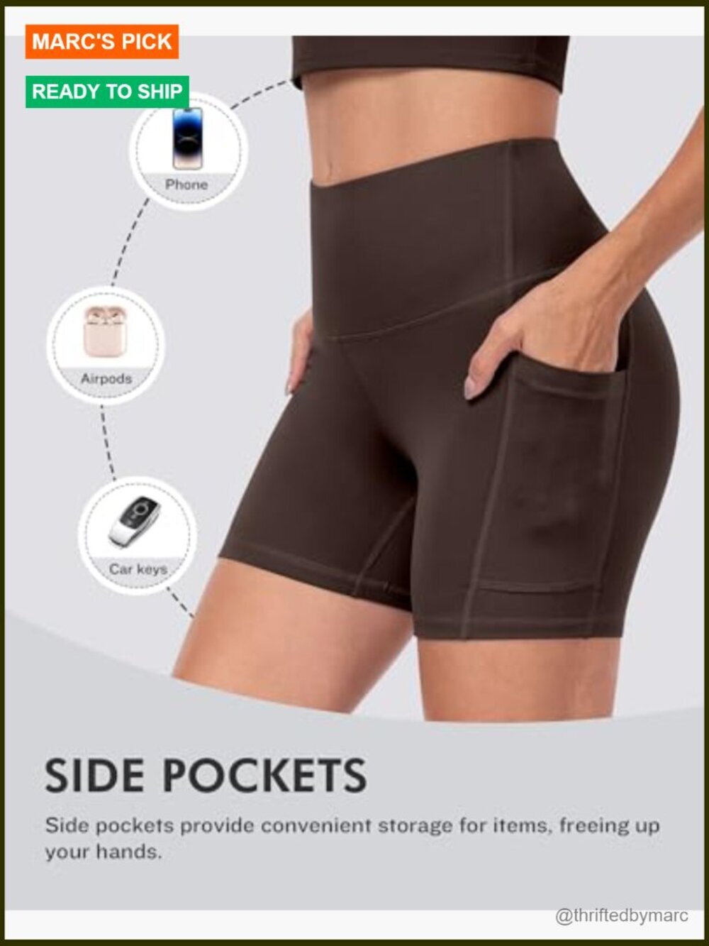 6 Pack High Waisted Biker Shorts with Pockets Tummy Control Yoga Workout - Picture 3 of 6